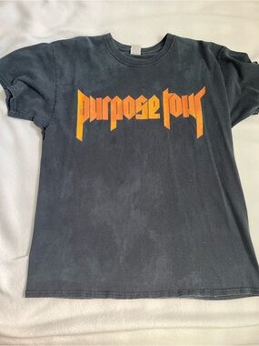 Justin Bieber Black Tee with Orange 'Purpose Tour' Graphic